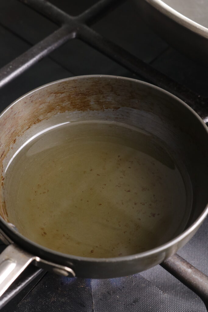 heating oil in a pan