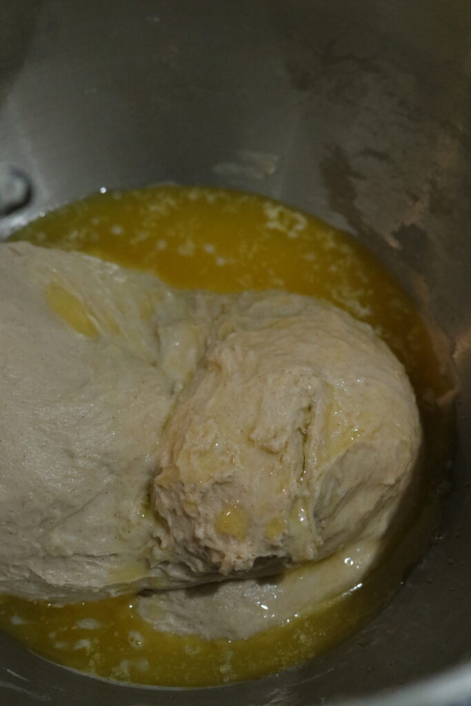 Add butter to dough