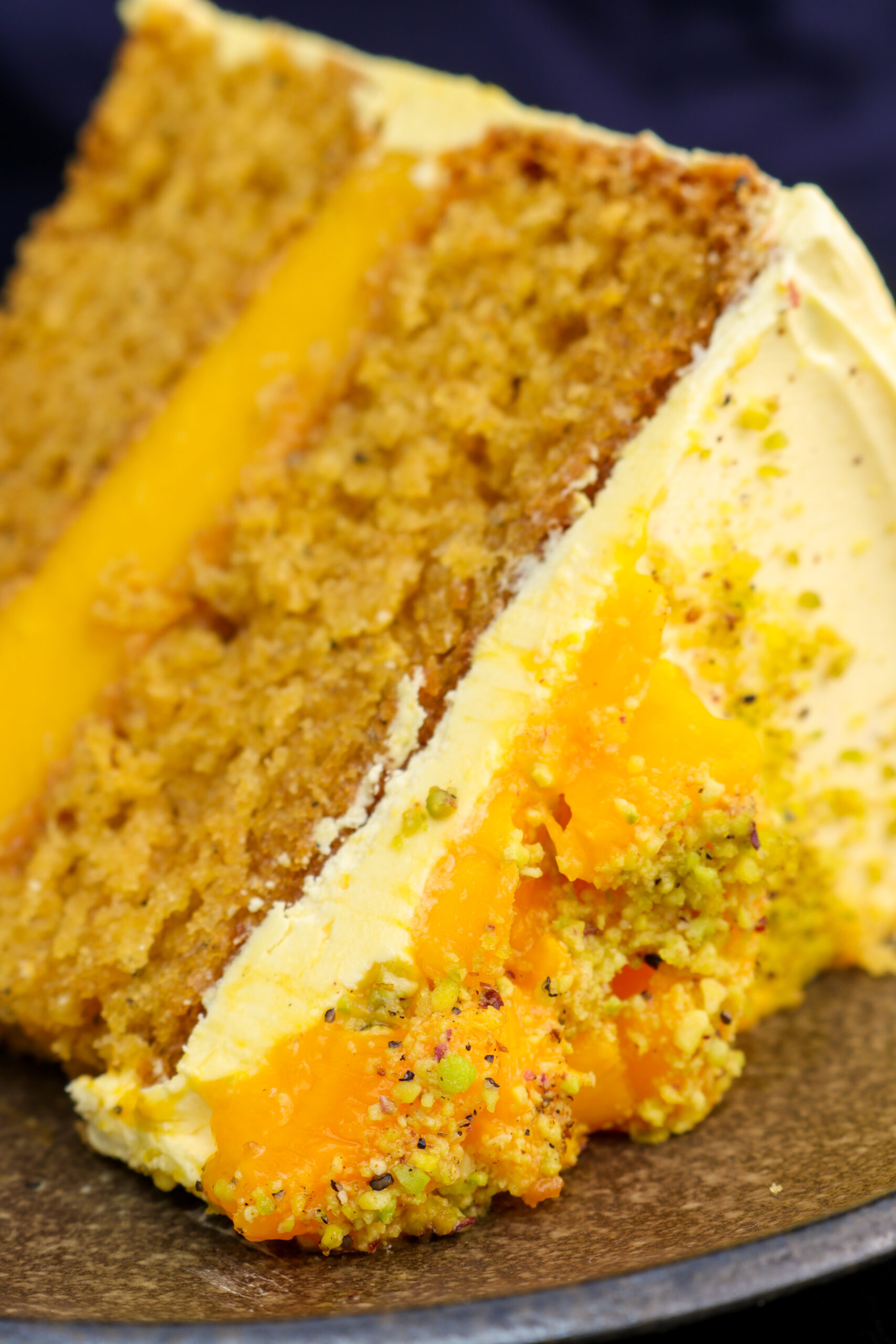 Mango, coconut and macadamia ice cream layer cake with chilled lime caramel  - Recipes - delicious.com.au