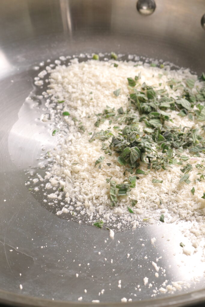 add panko breadcrumbs and oregano