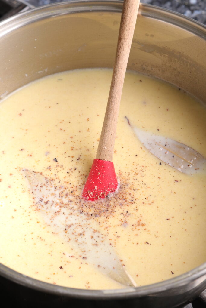 béchamel sauce in a pan