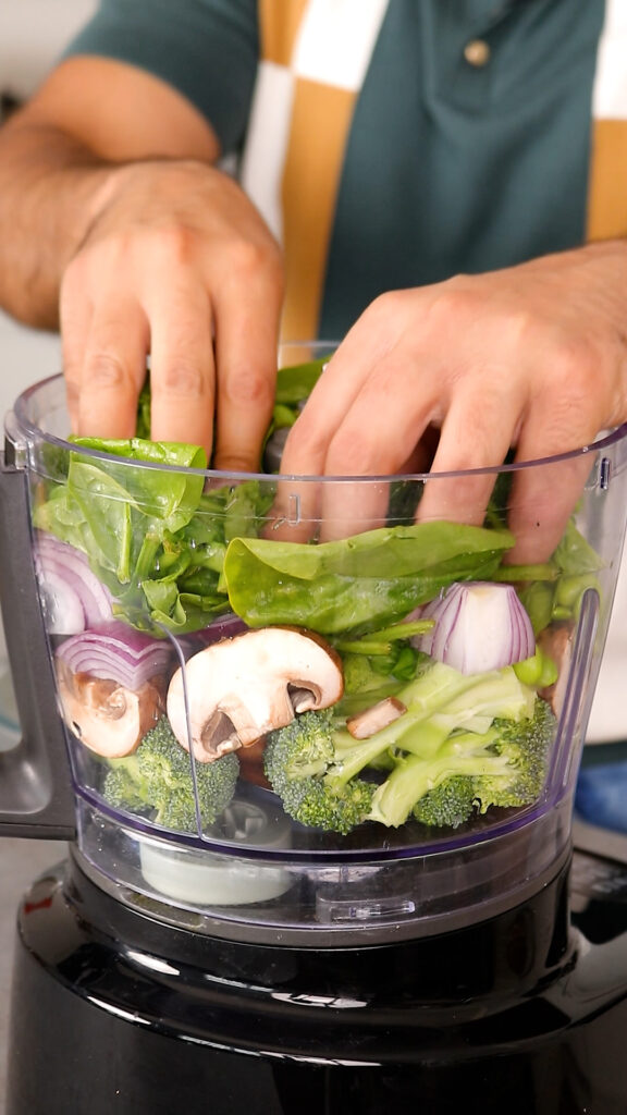 vegetables in a food processor