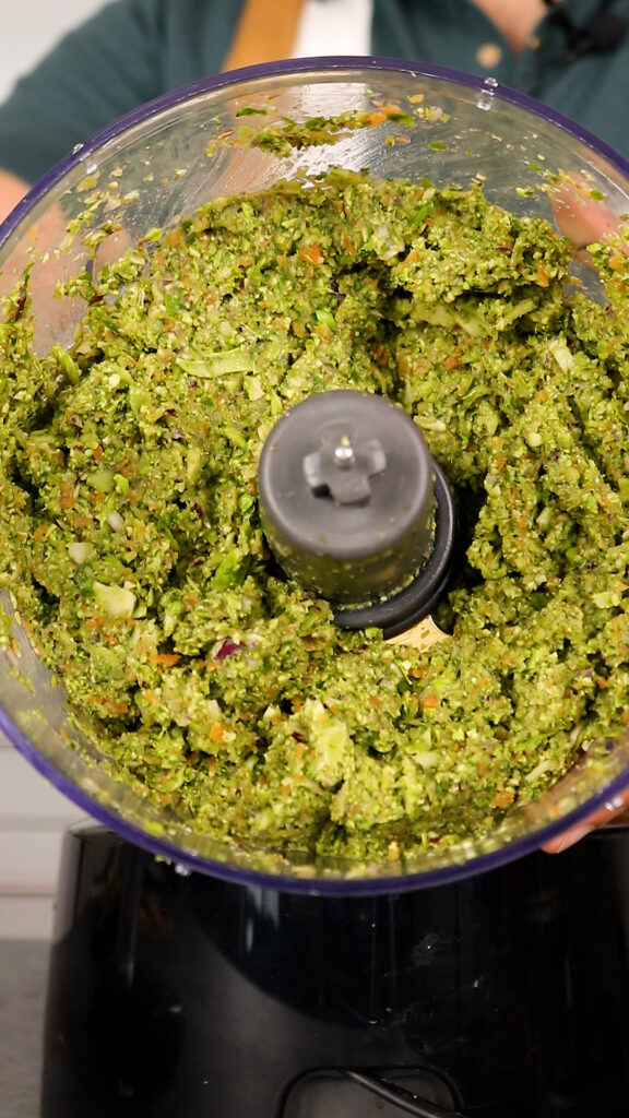 blitzed vegetables in food processor