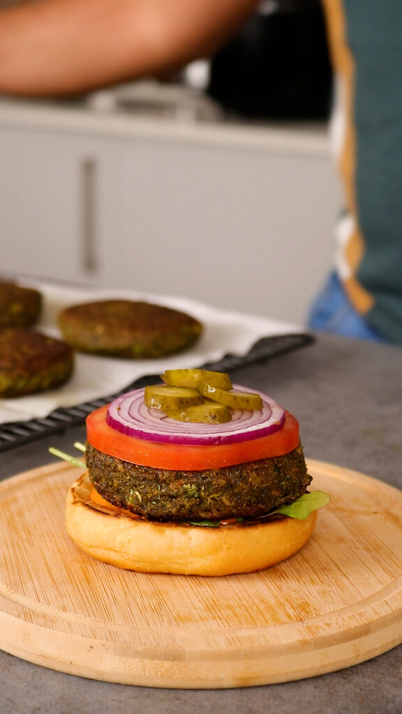 homemade veggie burger in progress