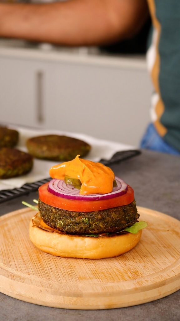 homemade veggie burger in progress