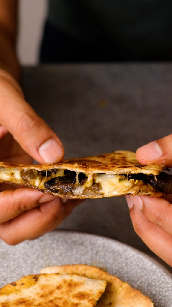 masala mushroom quesadillas