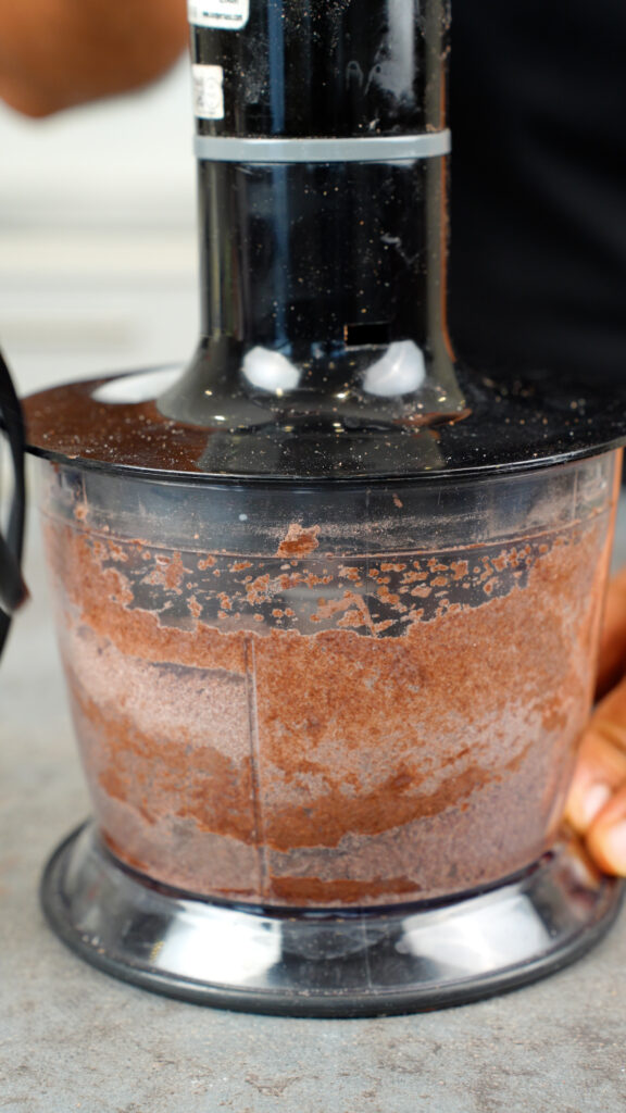 blitzing food processor for chocolate pastry dough