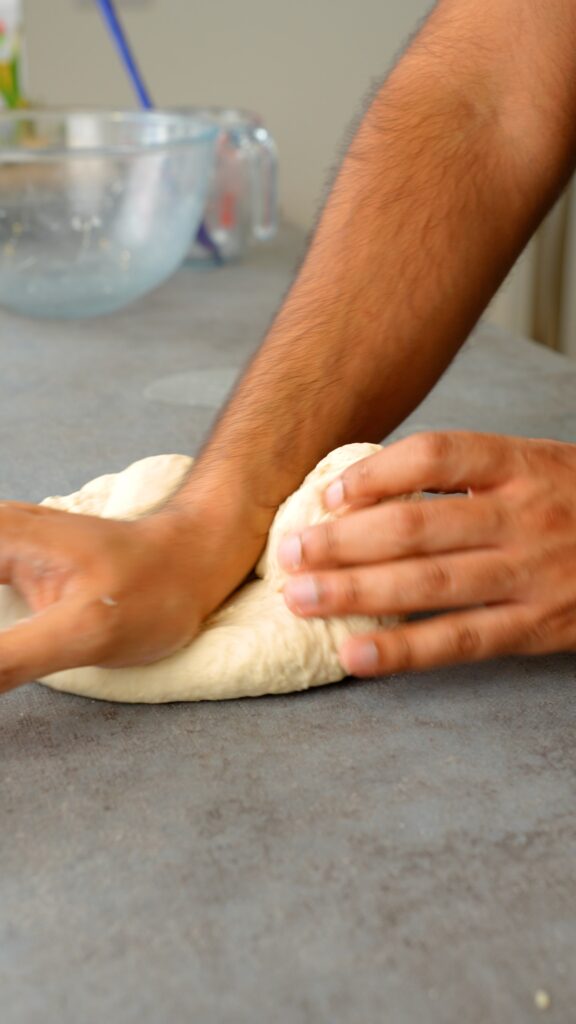 kneading naan dough