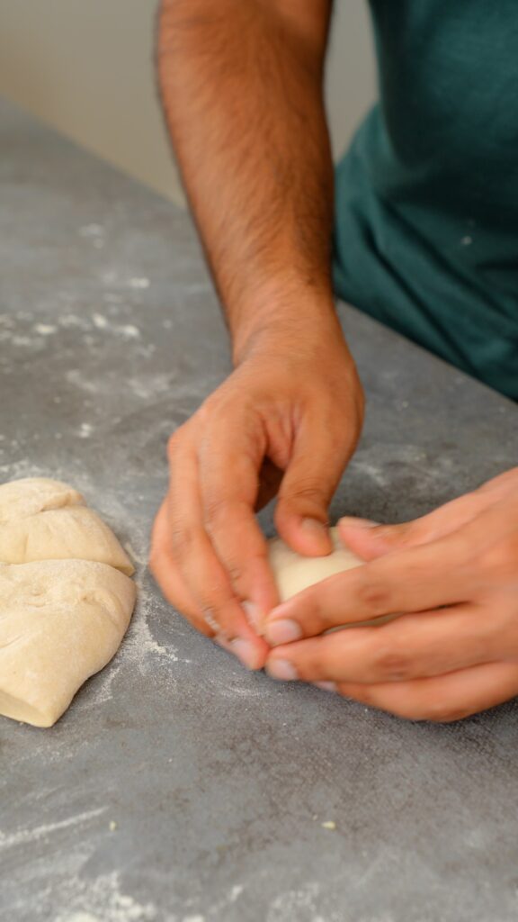 sealing jalapeno popper stuffed naan dough