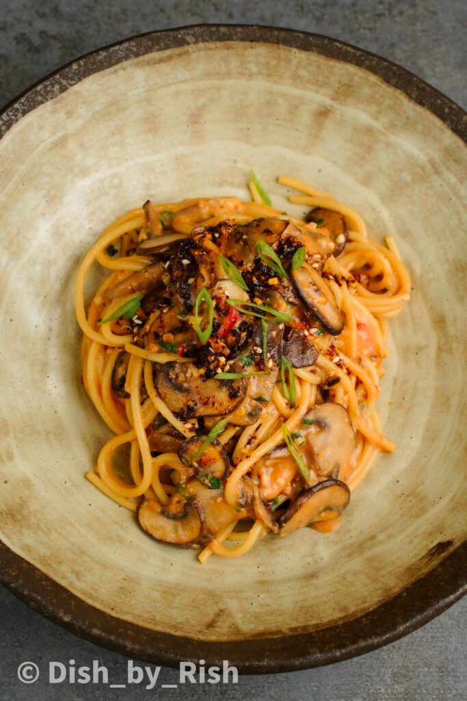 chilli miso mushroom pasta