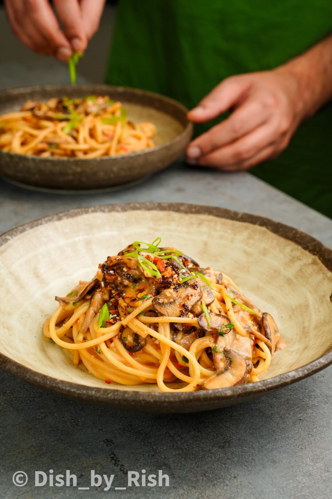 chilli miso mushroom pasta