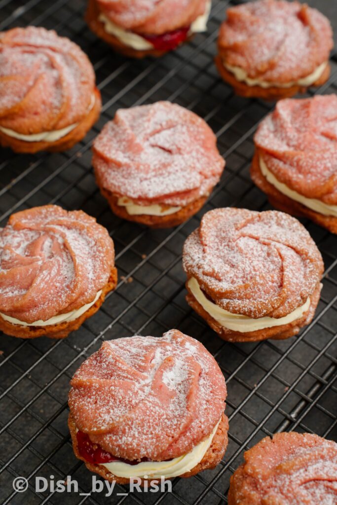 strawberry Viennese whirls