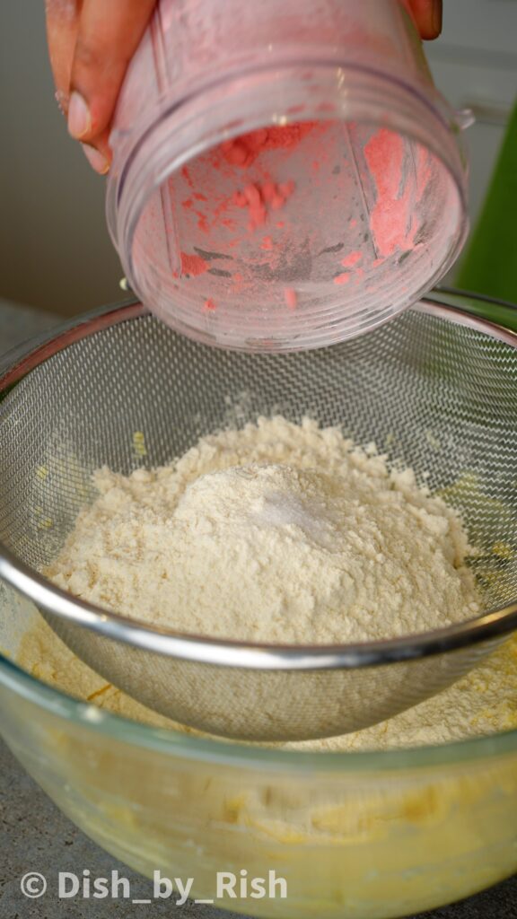 flour and salt in a sieve