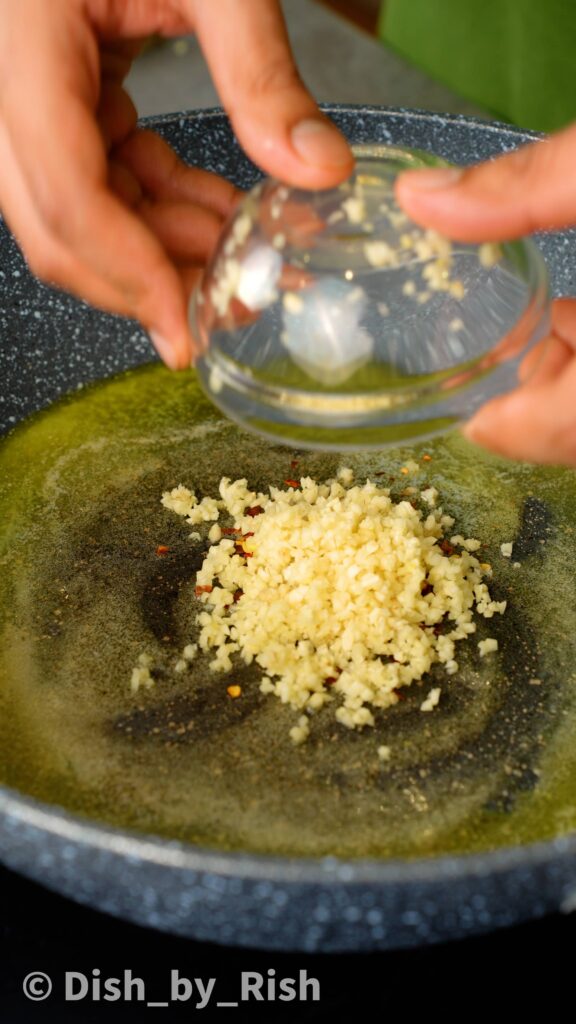 melted butter, garlic, and chilli flakes in a pan