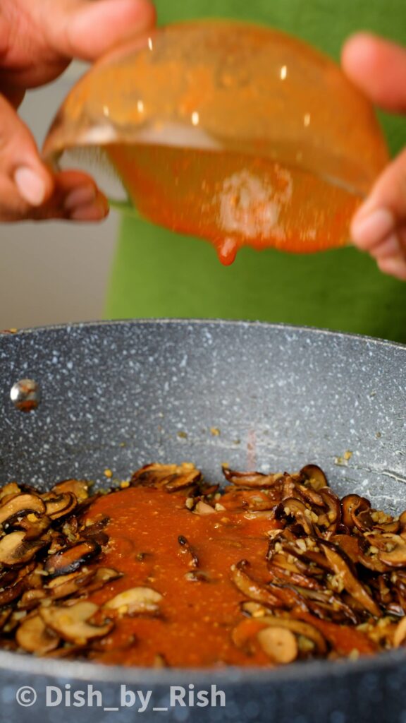 adding miso and tomato paste mixture into pan