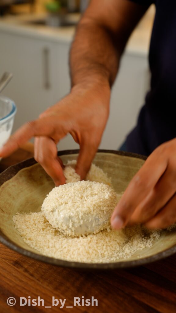 coating burgers in panko breadcrumbs