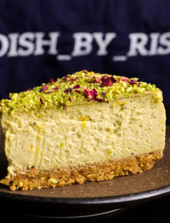 baked pistachio kulfi cheesecake