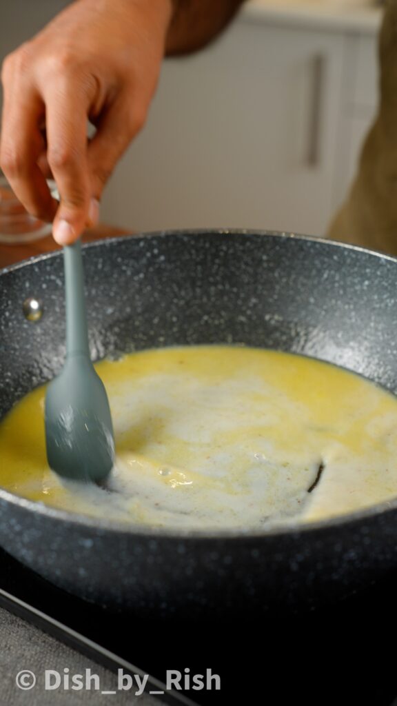 milk, butter, sugar, cardamom, and salt in a pan