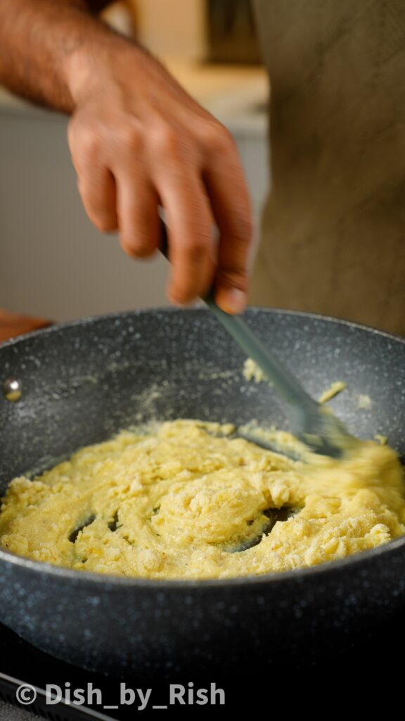 mixing barfi mixture