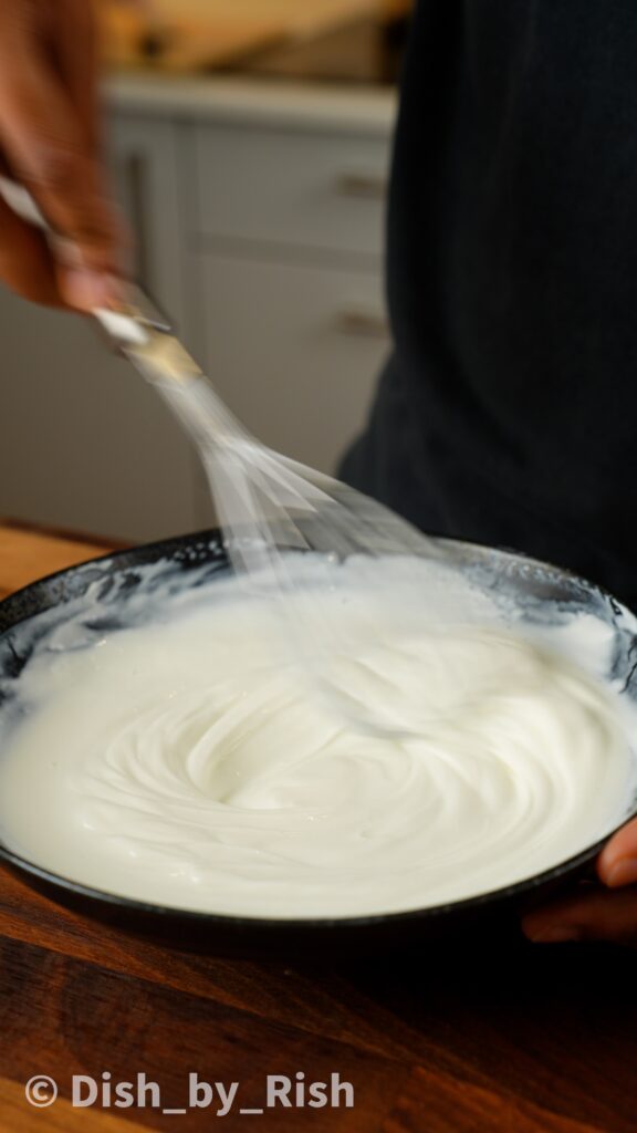 whisking sweet and salty yoghurt