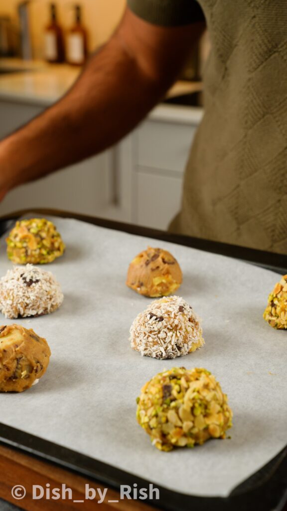 spacing out cookie dough on baking tray