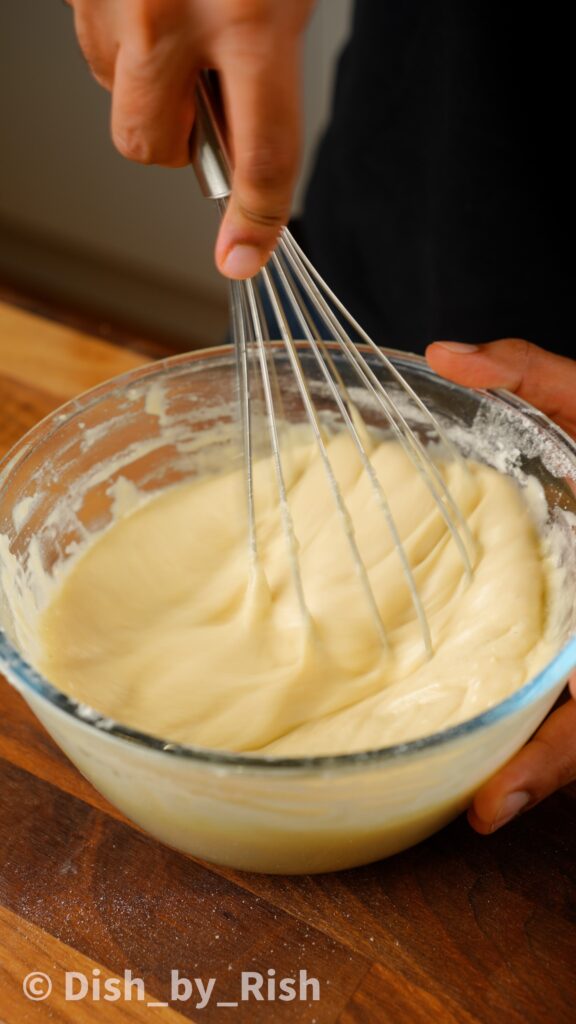 whisking eggless cake batter