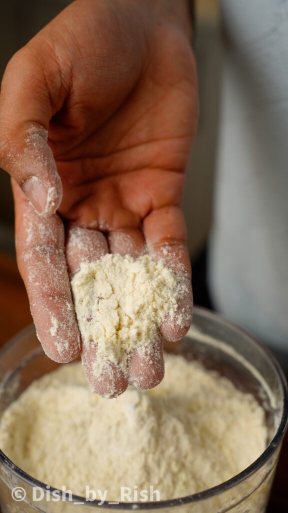 pastry ingredients blitzed with small chunks of butter