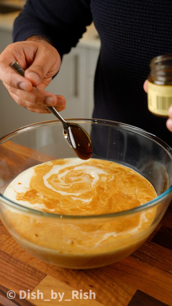 espresso, condensed milk, evaporated milk, whole milk, and vanilla in a mixing bowl