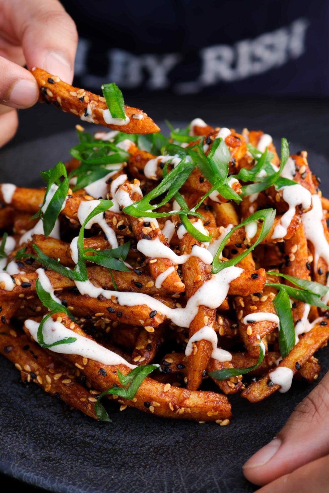 spicy garlic and sesame fries