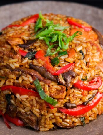 Lemongrass fried rice served on a plate