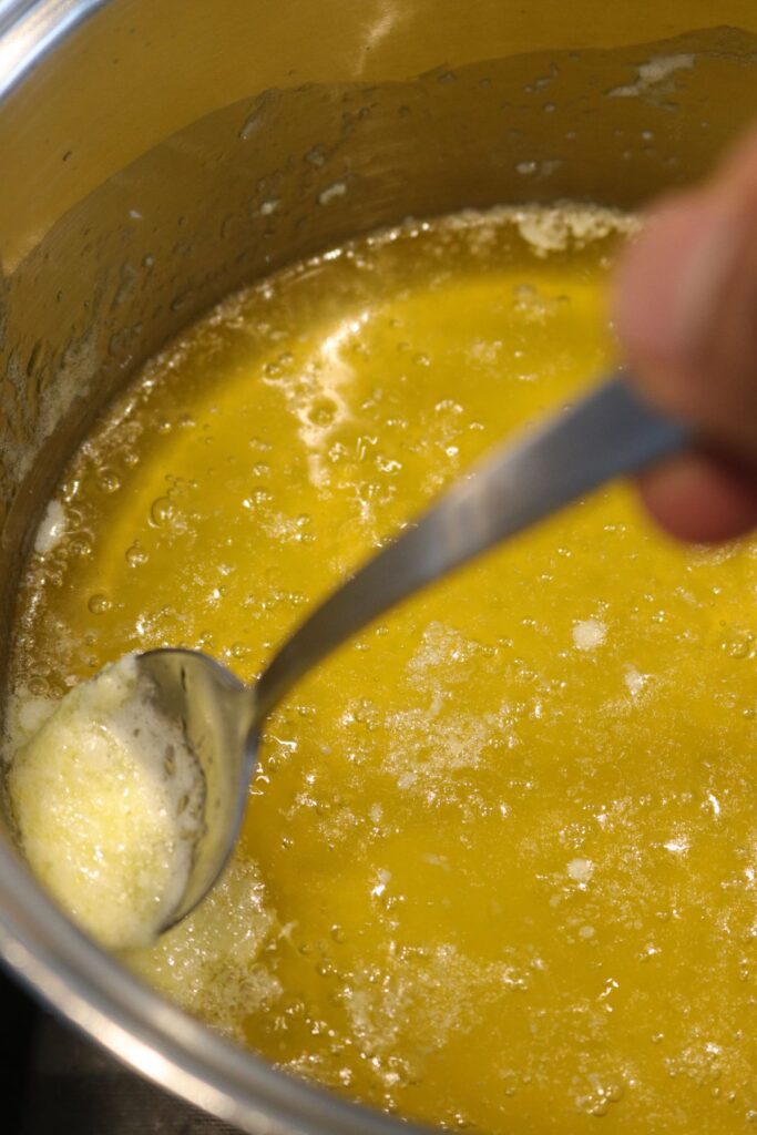 removing foam on top of melted butter