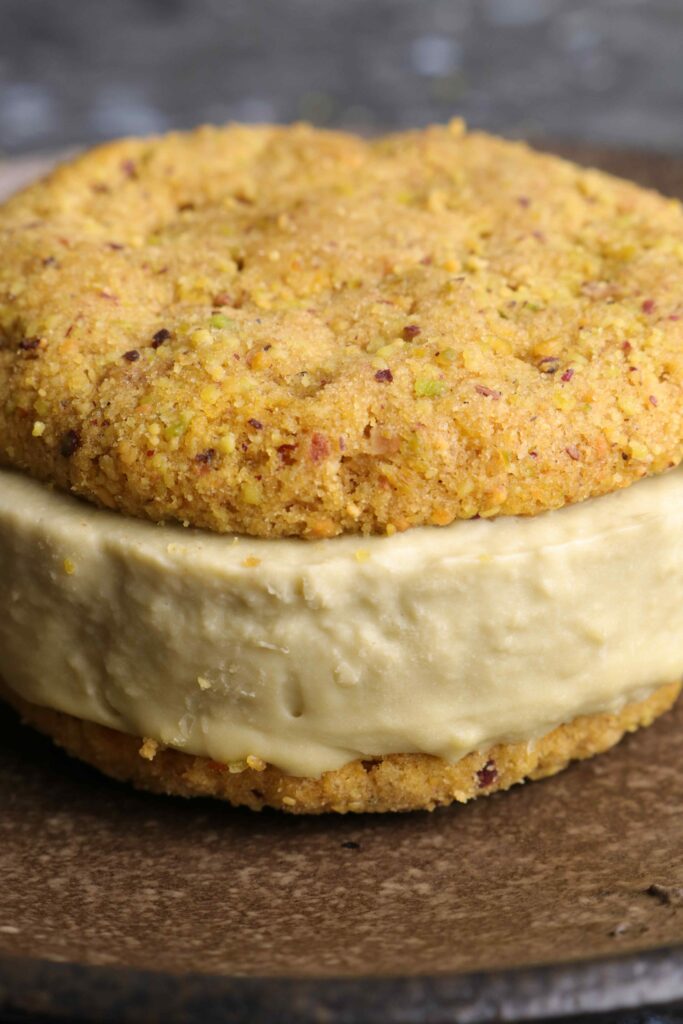 pistachio cookie ice cream sandwich