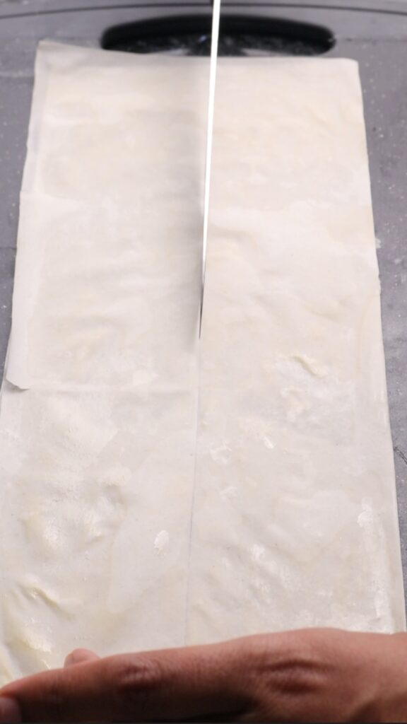 filo pastry sheet cut in half