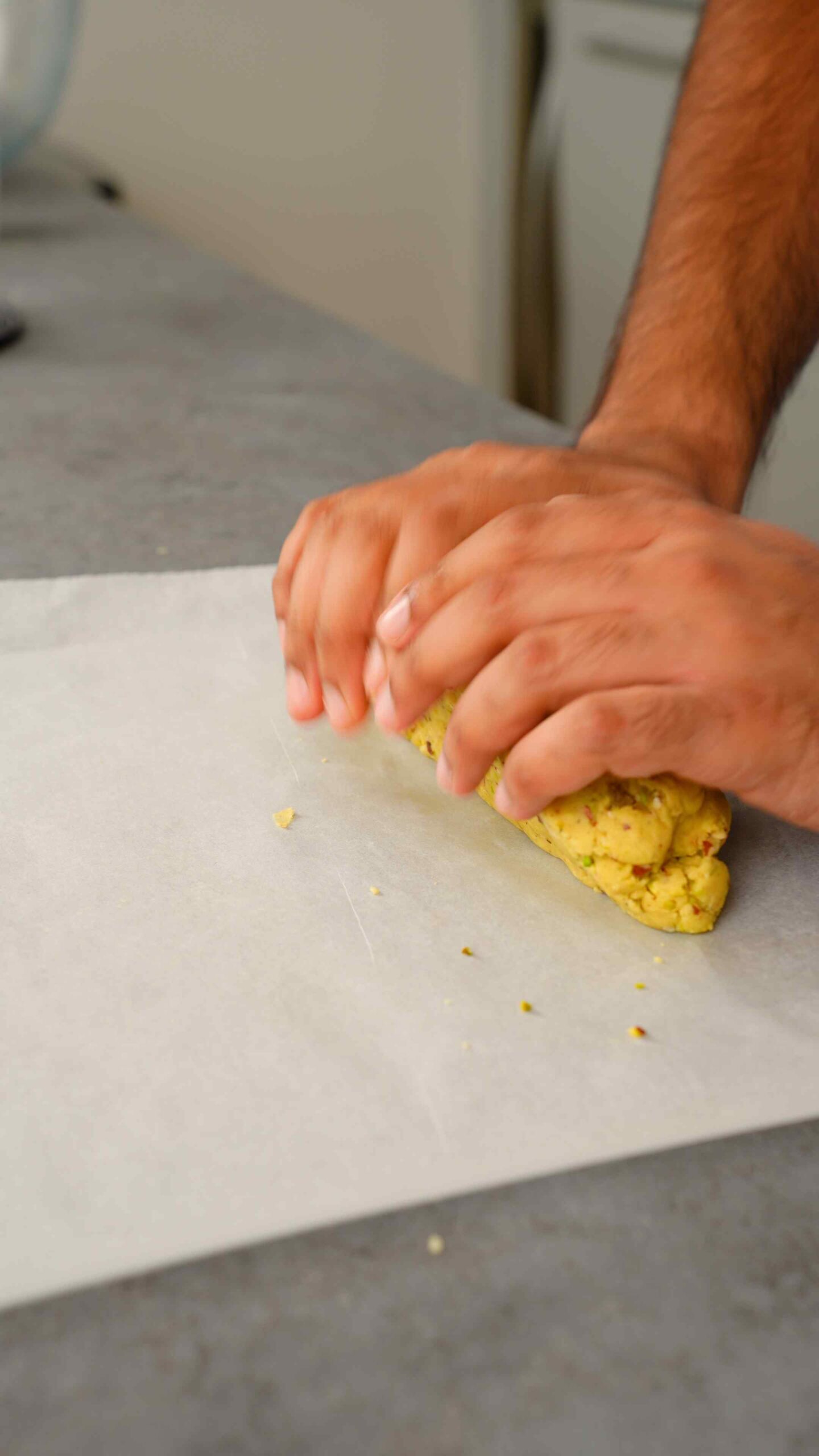 shaping shortbread into a log